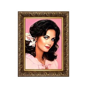 Beautifu Vintage Gold Ornate Framed Linda Carter Pink Art Portrait 12x15